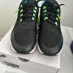 Men’s Nike Black Sneakers with Green and Blue Highlights